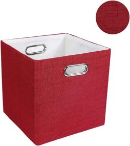 img 1 attached to 📦 Oprass Folding Baskets Storage Bin: Hard Shelf Organizer in Red (11×11×11)