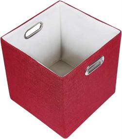 img 3 attached to 📦 Oprass Folding Baskets Storage Bin: Hard Shelf Organizer in Red (11×11×11)