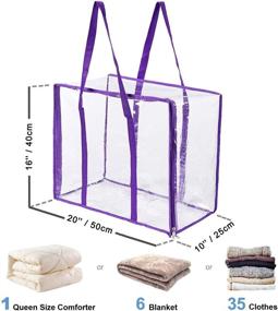 img 1 attached to 📦 Set of 3 Clear Storage Bags - 20 x 16 x 10 inch - Durable Vinyl Organizers with Double Reinforced Handle for Comforter, Duvet, Blanket, Bedding, Clothes, and Toys - PVC Clothing Storage Bag