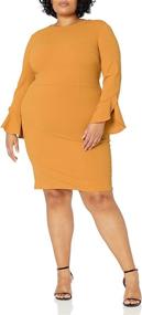 img 2 attached to Donna Morgan Women's Long Ruffle Sleeve Sheath Dress - Stylish Elegance for Every Occasion