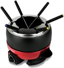 img 3 attached to Нутришеф Электрическая столовая шоколадница Cheese Fondue Set Cooker с кастрюлей для плавления объемом 64 унции, подогреватель - в комплекте 6 вилок, чёрный