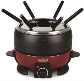 img 4 attached to NutriChef Electric Counter-Top Chocolate Maker Cheese Fondue Set Cooker with 64oz Melting Pot, Warmer - Includes 6 Forks, Black