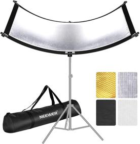 img 4 attached to 📸 Neewer Clamshell Light Reflector/Diffuser for Studio Video and Photography with Carrying Bag - 39x18Inch/100x45CM Arclight Curved Eyelighter Lighting Reflector in Black, White, Gold, Silver