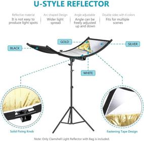 img 1 attached to 📸 Neewer Clamshell Light Reflector/Diffuser for Studio Video and Photography with Carrying Bag - 39x18Inch/100x45CM Arclight Curved Eyelighter Lighting Reflector in Black, White, Gold, Silver