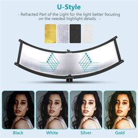 img 2 attached to 📸 Neewer Clamshell Light Reflector/Diffuser for Studio Video and Photography with Carrying Bag - 39x18Inch/100x45CM Arclight Curved Eyelighter Lighting Reflector in Black, White, Gold, Silver