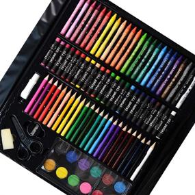img 3 attached to Darnassus 155-Piece Trifold Easel Art Set: Deluxe Professional Color Set for Kids 4-12, Compact Portable with Crayons, Markers, Pencils, Color Cakes, and Sketch Pad - Crafts Gift