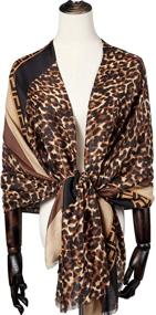 img 1 attached to 🐆 Women's Cheetah Print Scarf - Lightweight Animal Scarves, Large Wrap Shawl