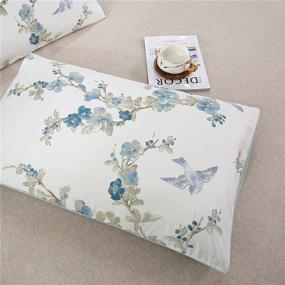 img 3 attached to Charming Flowers and Birds Print Pillow Covers for Bed - Envelope Closure, Standard Size (Color-14)