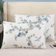 charming flowers and birds print pillow covers for bed - envelope closure, standard size (color-14) logo