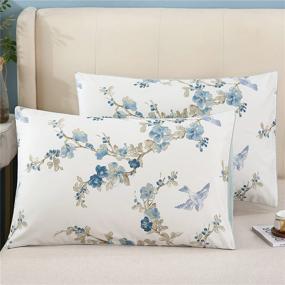 img 4 attached to Charming Flowers and Birds Print Pillow Covers for Bed - Envelope Closure, Standard Size (Color-14)