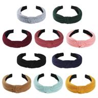 👩 pack of 10 wide knotted headbands for women, stylish fashion turban hair hoops - accessories for women and girls logo