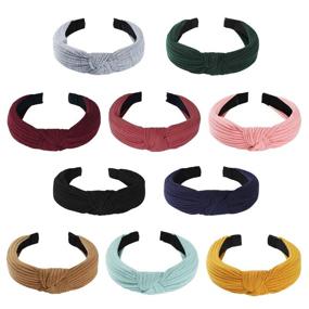 img 4 attached to 👩 Pack of 10 Wide Knotted Headbands for Women, Stylish Fashion Turban Hair Hoops - Accessories for Women and Girls