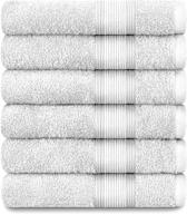 🏨 adobella 6-pack cotton hand towels, premium combed, 16x28 inches, super soft & absorbent, quick dry, hotel spa quality, white logo