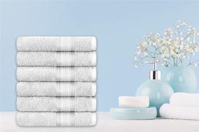 img 2 attached to 🏨 Adobella 6-Pack Cotton Hand Towels, Premium Combed, 16x28 Inches, Super Soft & Absorbent, Quick Dry, Hotel Spa Quality, White