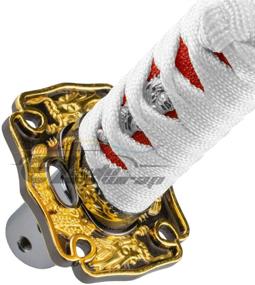 img 3 attached to EzAuto Wrap 10cm White Red Shift Knob Samurai Sword Alloy Katana - Universal Adapter Included