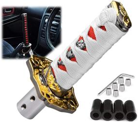 img 4 attached to EzAuto Wrap 10cm White Red Shift Knob Samurai Sword Alloy Katana - Universal Adapter Included