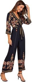 img 1 attached to 🌸 Stylish Floral High Waist Belted Wrap Wide Leg Jumpsuit Culotte for Women from Verdusa