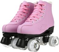 👟 stylish high-top pu leather roller skates for women - four-wheel shiny skates with carry bag - ideal for girls logo