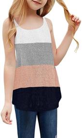 img 4 attached to 👚 Stylish Xineppu Girls Summer Striped Sleeveless Tops, Tees & Blouses for Girls' Clothing