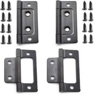 🚪 sdtc 4-pack non-mortise door hinges - bifold butt cabinet hinges for furniture, windows, cupboards, etc. - 2" x 0.9", black (includes screws) логотип