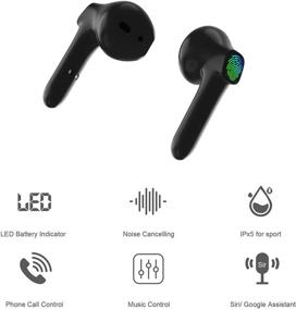 img 2 attached to 🎧 Taipow Wireless Earbuds Bluetooth 5.0 Headphones - High-Quality Stereo Sound, Built-in Mic, 20H Playtime, Wireless Charging Case & Power Display - iPhone and Android Compatible, Black