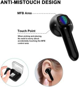 img 1 attached to 🎧 Taipow Wireless Earbuds Bluetooth 5.0 Headphones - High-Quality Stereo Sound, Built-in Mic, 20H Playtime, Wireless Charging Case & Power Display - iPhone and Android Compatible, Black