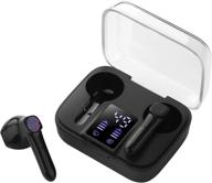 🎧 taipow wireless earbuds bluetooth 5.0 headphones - high-quality stereo sound, built-in mic, 20h playtime, wireless charging case & power display - iphone and android compatible, black logo