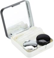 mini portable travel contact lens case set with mirror, solution bottle, lens case, tweezers, lens stick - myopia eye care kit (black) logo