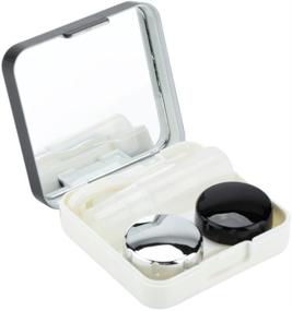 img 4 attached to Mini Portable Travel Contact Lens Case Set with Mirror, Solution Bottle, Lens Case, Tweezers, Lens Stick - Myopia Eye Care Kit (Black)