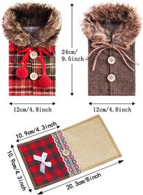 img 2 attached to 🎄 8-Piece Set of Christmas Wine Bottle Covers and Utensil Pouches - Burlap Buffalo Plaid Wine Bottle Bags with Cutlery Pouches for Festive Party Decorations