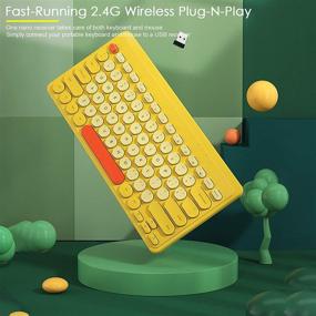 img 2 attached to 🍋 Stylish Lemon Yellow Wireless Keyboard and Mouse Combo - Sleek, Compact, and Power-Saving!