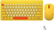🍋 stylish lemon yellow wireless keyboard and mouse combo - sleek, compact, and power-saving! logo