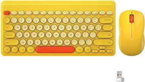 img 4 attached to 🍋 Stylish Lemon Yellow Wireless Keyboard and Mouse Combo - Sleek, Compact, and Power-Saving!