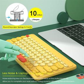 img 1 attached to 🍋 Stylish Lemon Yellow Wireless Keyboard and Mouse Combo - Sleek, Compact, and Power-Saving!