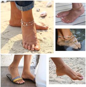 img 2 attached to 📿 Набор из 16 мягких золотых и серебряных браслетов на ногу для женщин и девочек - два стиля цепочки для пляжных браслетов на ногу, регулируемый размер