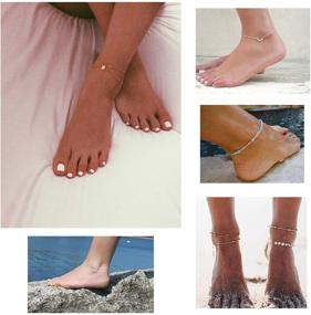img 3 attached to 📿 Набор из 16 мягких золотых и серебряных браслетов на ногу для женщин и девочек - два стиля цепочки для пляжных браслетов на ногу, регулируемый размер