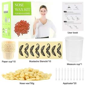 img 1 attached to 👃 Nose Hair Removal Wax Kit for Men and Women with 20 Safe Applicators, 8 Moustache Stencils – Quick, Painless & Effective (50g Wax, 10 Applications)