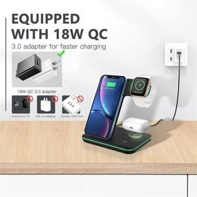 img 2 attached to 🔌 ZEBRE Wireless Charger: 3-in-1 Qi-Certified 15W Charging Dock for Apple Watch, AirPods Pro & iPhone 13/12/11 - Black