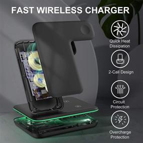 img 1 attached to 🔌 ZEBRE Wireless Charger: 3-in-1 Qi-Certified 15W Charging Dock for Apple Watch, AirPods Pro & iPhone 13/12/11 - Black