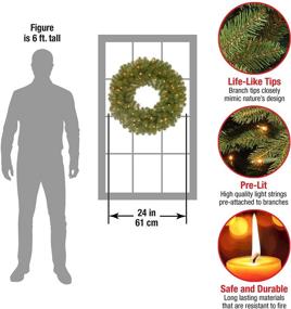 img 2 attached to 🎄 National Tree Company Pre-Lit Christmas Wreath - North Valley Spruce, 24 Inches - Green, White Lights - Christmas Collection