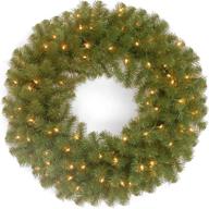 🎄 national tree company pre-lit christmas wreath - north valley spruce, 24 inches - green, white lights - christmas collection logo