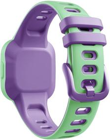 img 3 attached to NotoCity Garmin Vivofit Jr. 3 Bands: Soft Silicone Wristbands for Kids, Green-Purple Replacement Straps