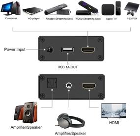 img 3 attached to 🔊 Извлекатель аудио HDMI: Конвертирует HDMI в HDMI и оптическое аудио, поддержка стерео-звука 3,5, 1080P/3D - идеально подходит для Fire Stick, Roku, Chrome Stick (с выходом USB 1A)