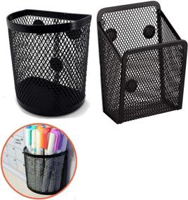 img 4 attached to 📎 2-Pack Vetoo Magnetic Pencil Holder and Marker Organizer with Strong Magnet - Mesh Storage Basket for Refrigerator, Whiteboard, Locker - Office Supplies and Locker Accessories