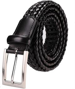 img 3 attached to Genuine Leather Braided Buckle Men's Belts by Earnda – Premium Accessories for Style