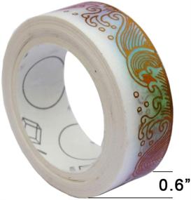 img 1 attached to 🌊 Shimmering Gold Washi Tape Set - 5 Rolls for Gorgeous Planner Scrapbooking & Gift Wrapping: Colorful Sea Waves, Peaks, and Flower Designs