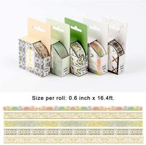 img 2 attached to 🌊 Shimmering Gold Washi Tape Set - 5 Rolls for Gorgeous Planner Scrapbooking & Gift Wrapping: Colorful Sea Waves, Peaks, and Flower Designs