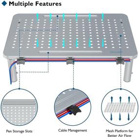 img 1 attached to 🖥️ Набор из 2 подставок для монитора: регулируемая высота, держатель для ручки, управление кабелями - серебристый