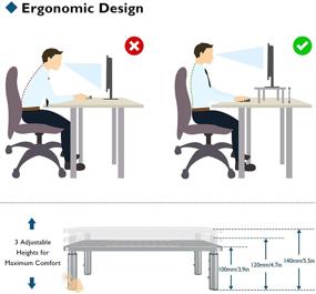img 2 attached to 🖥️ Набор из 2 подставок для монитора: регулируемая высота, держатель для ручки, управление кабелями - серебристый