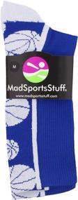 img 3 attached to 🏀 Crazy Basketball Logo Crew Socks by MadSportsStuff in Various Vibrant Colors